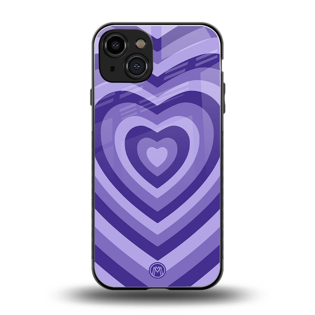 y2k purple hearts aesthetic back phone cover | glass case for iphone 15