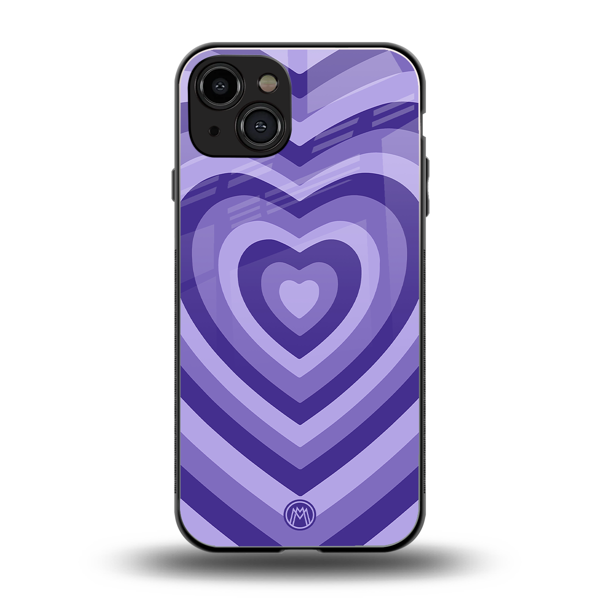 y2k purple hearts aesthetic back phone cover | glass case for iphone 15
