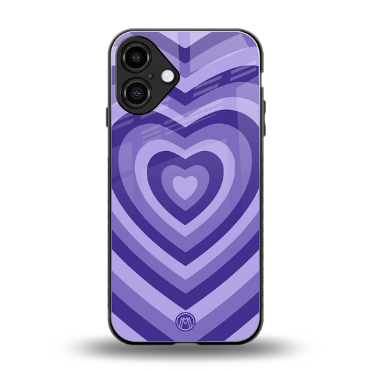 y2k purple hearts aesthetic back phone cover | glass case for iphone 16 plus