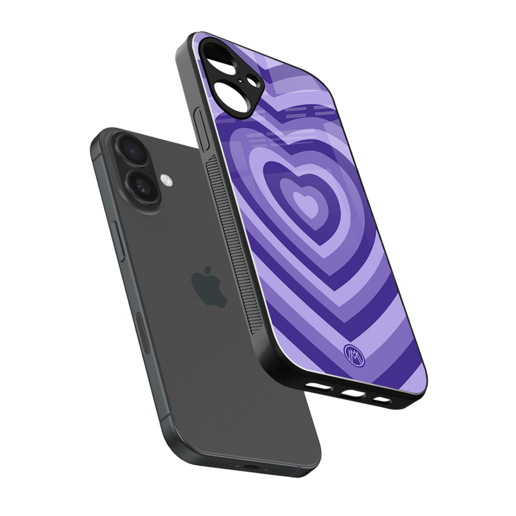 y2k purple hearts aesthetic back phone cover | glass case for iphone 16 plus