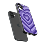 y2k purple hearts aesthetic back phone cover | glass case for iphone 16 plus