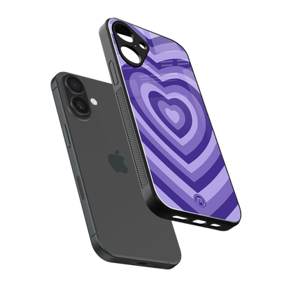 y2k purple hearts aesthetic back phone cover | glass case for iphone 16 plus
