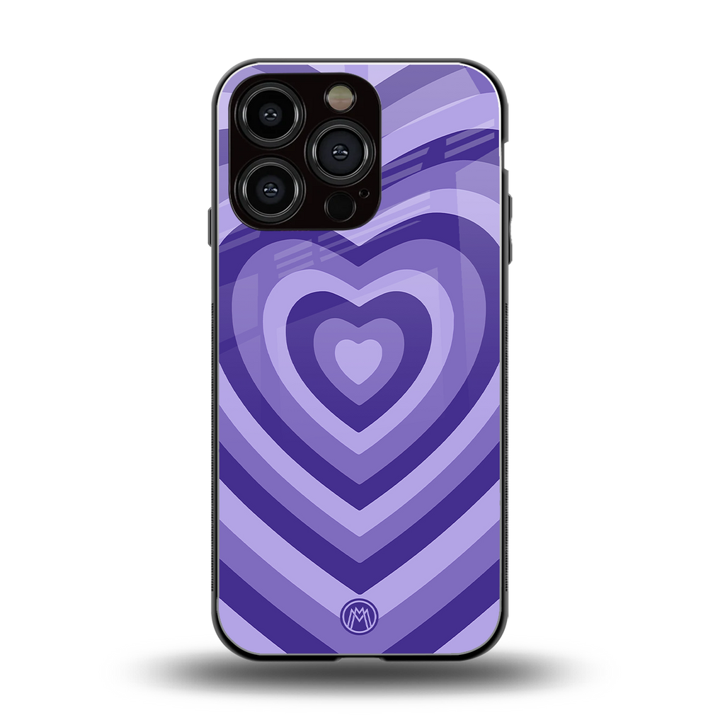 y2k purple hearts aesthetic back phone cover | glass case for iphone 16 pro