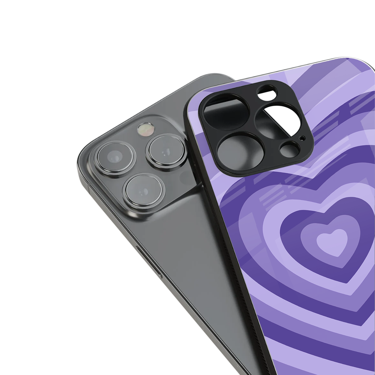 y2k purple hearts aesthetic back phone cover | glass case for iphone 16 plus