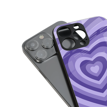 y2k purple hearts aesthetic back phone cover | glass case for iphone 16 pro