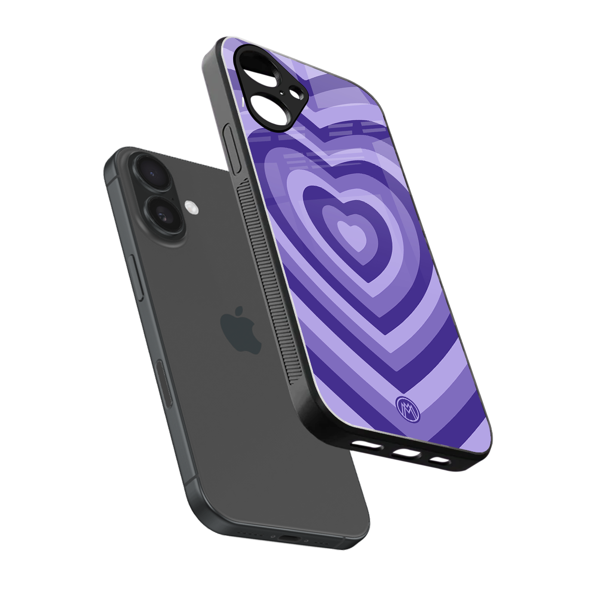 y2k purple hearts aesthetic back phone cover | glass case for iphone 16