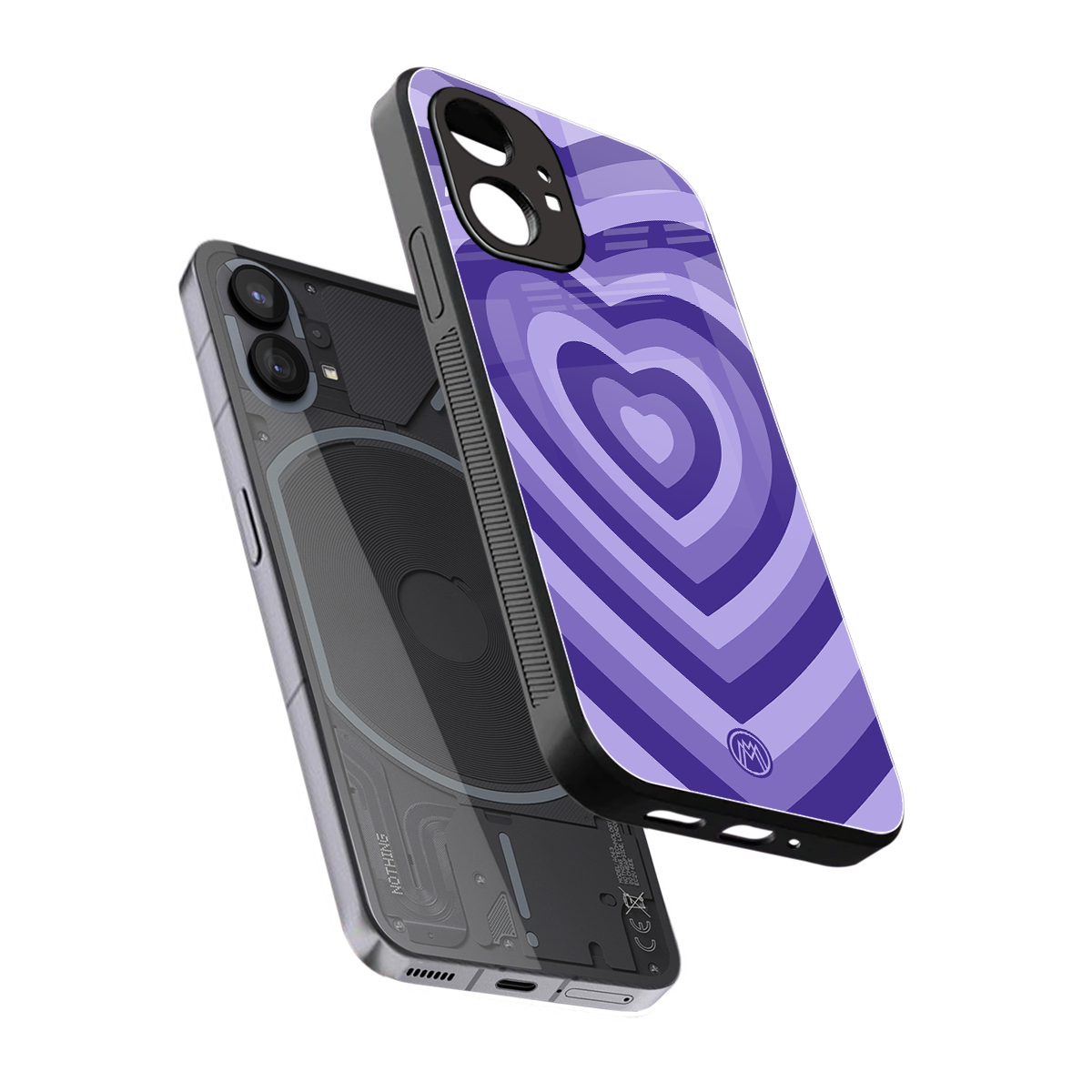 y2k purple hearts aesthetic back phone cover | glass case for nothing phone 1