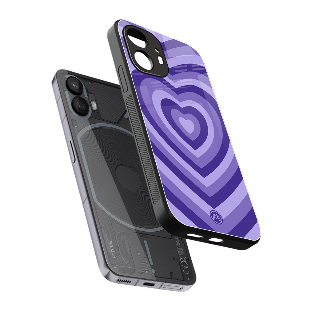 y2k purple hearts aesthetic back phone cover | glass case for nothing phone 2