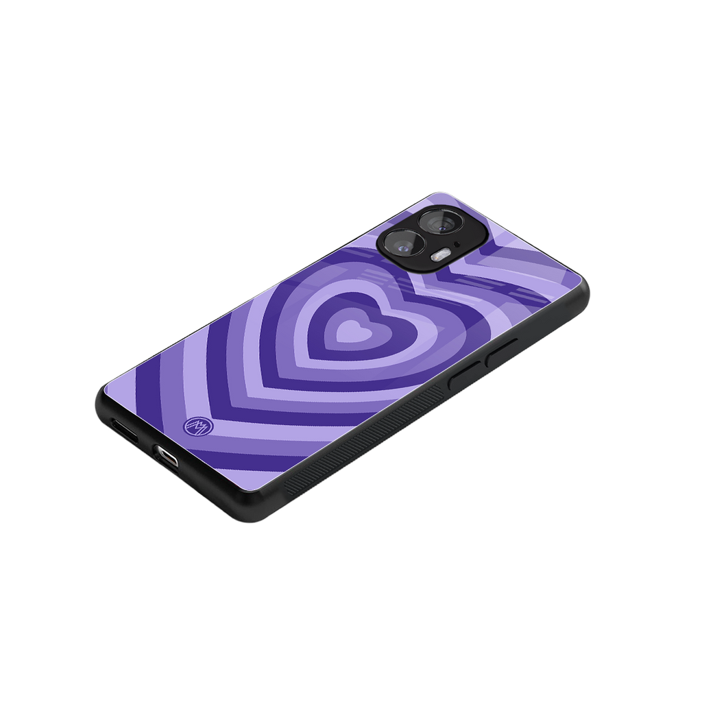 y2k purple hearts aesthetic back phone cover | glass case for nothing phone 2