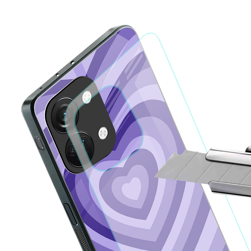 y2k purple hearts aesthetic back phone cover | glass case for oneplus nord 3