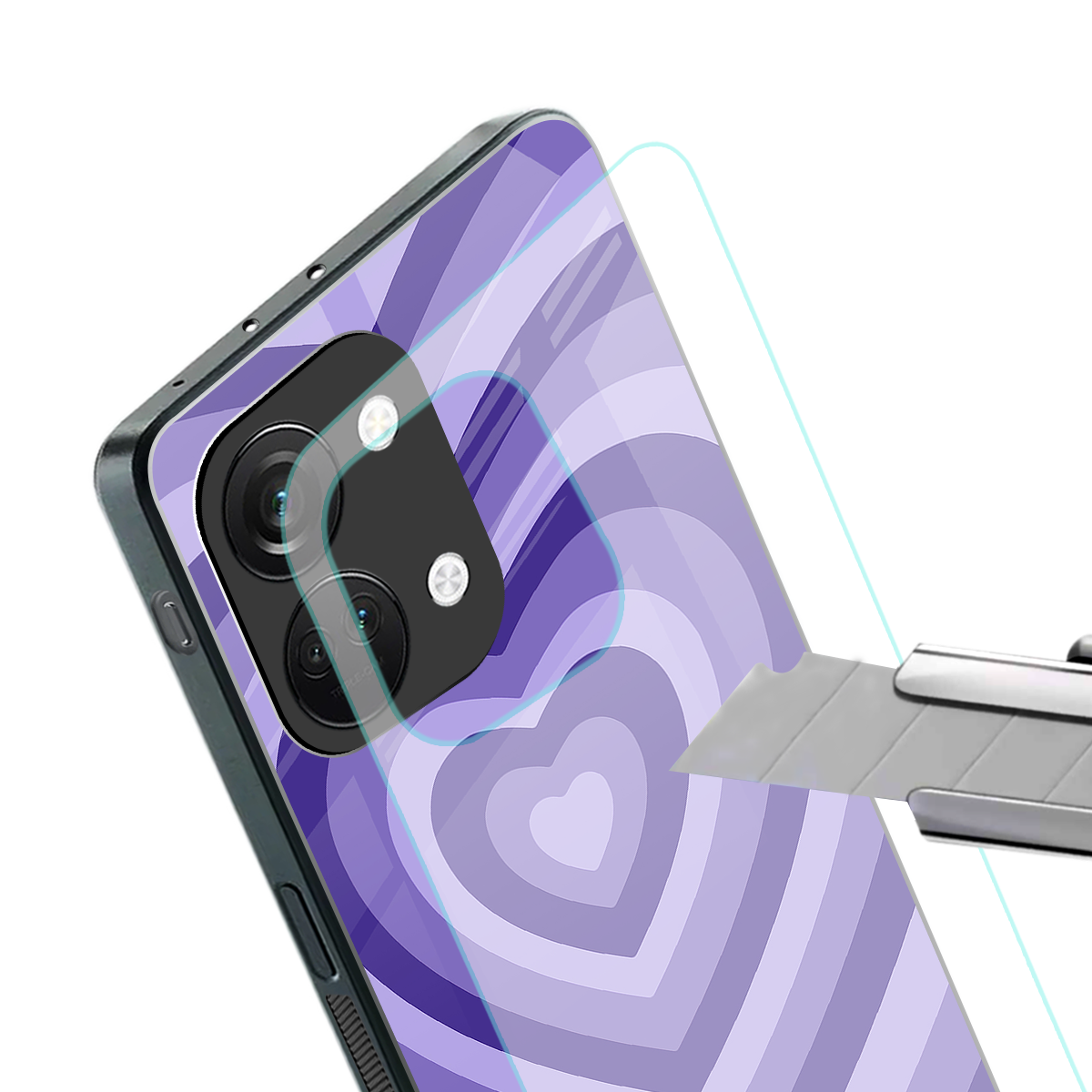 y2k purple hearts aesthetic back phone cover | glass case for oneplus nord 3