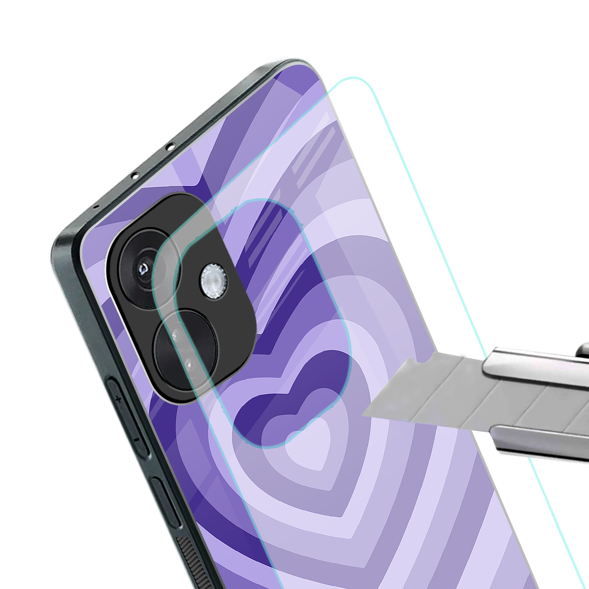 y2k purple hearts aesthetic back phone cover | glass case for oneplus nord ce 3