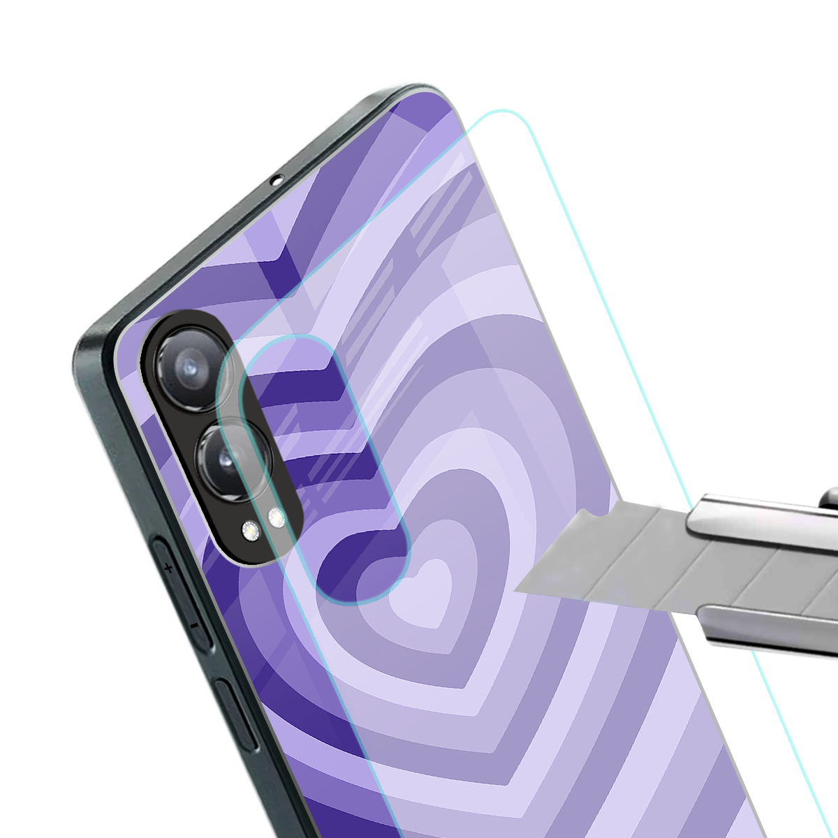 y2k purple hearts aesthetic back phone cover | glass case for oneplus nord ce 4 lite