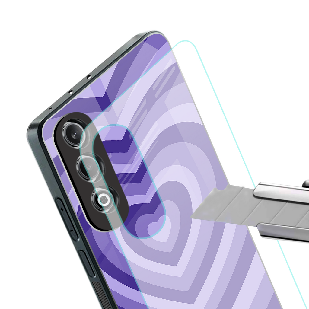 y2k purple hearts aesthetic back phone cover | glass case for oneplus nord ce 4
