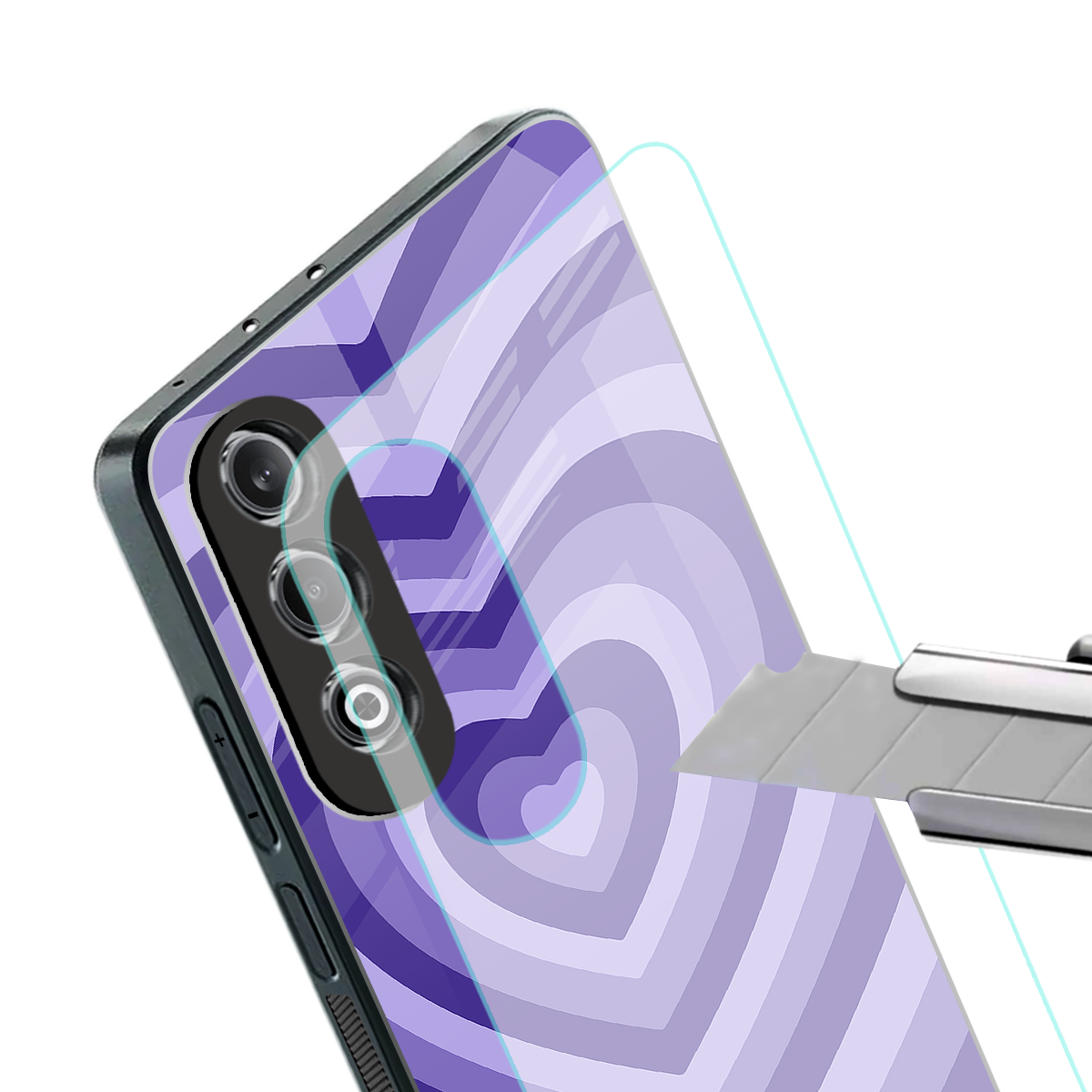 y2k purple hearts aesthetic back phone cover | glass case for oneplus nord ce 4