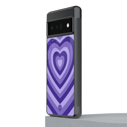 y2k purple hearts aesthetic back phone cover | glass case for google pixel 6 pro