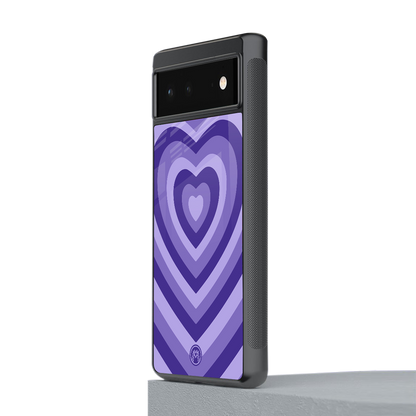 y2k purple hearts aesthetic back phone cover | glass case for Google Pixel 6A