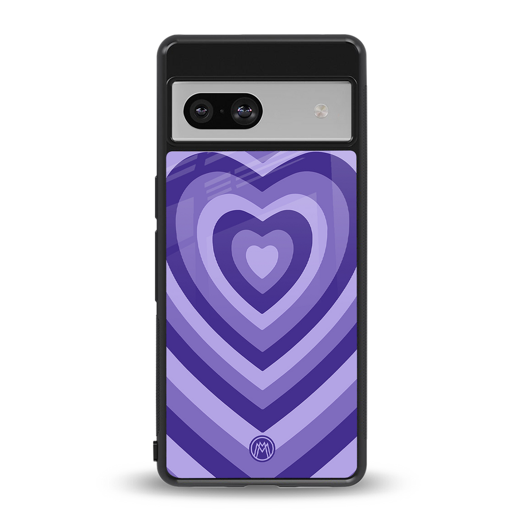 y2k purple hearts aesthetic back phone cover | glass case for Google Pixel 7