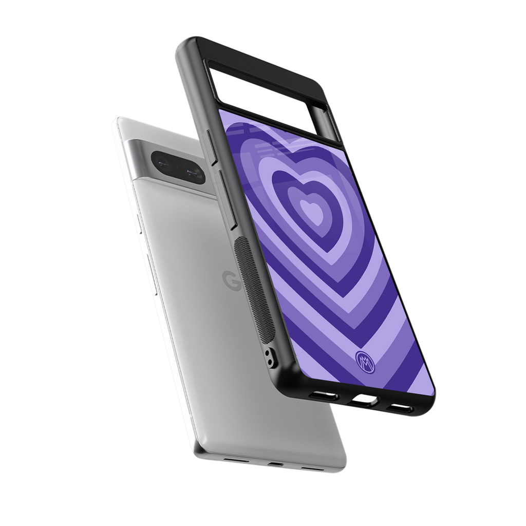 y2k purple hearts aesthetic back phone cover | glass case for Google Pixel 7