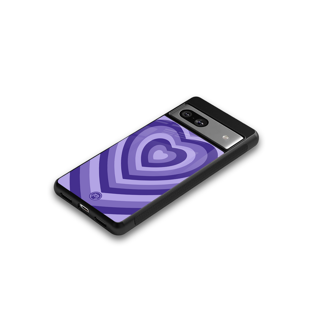 y2k purple hearts aesthetic back phone cover | glass case for Google Pixel 7