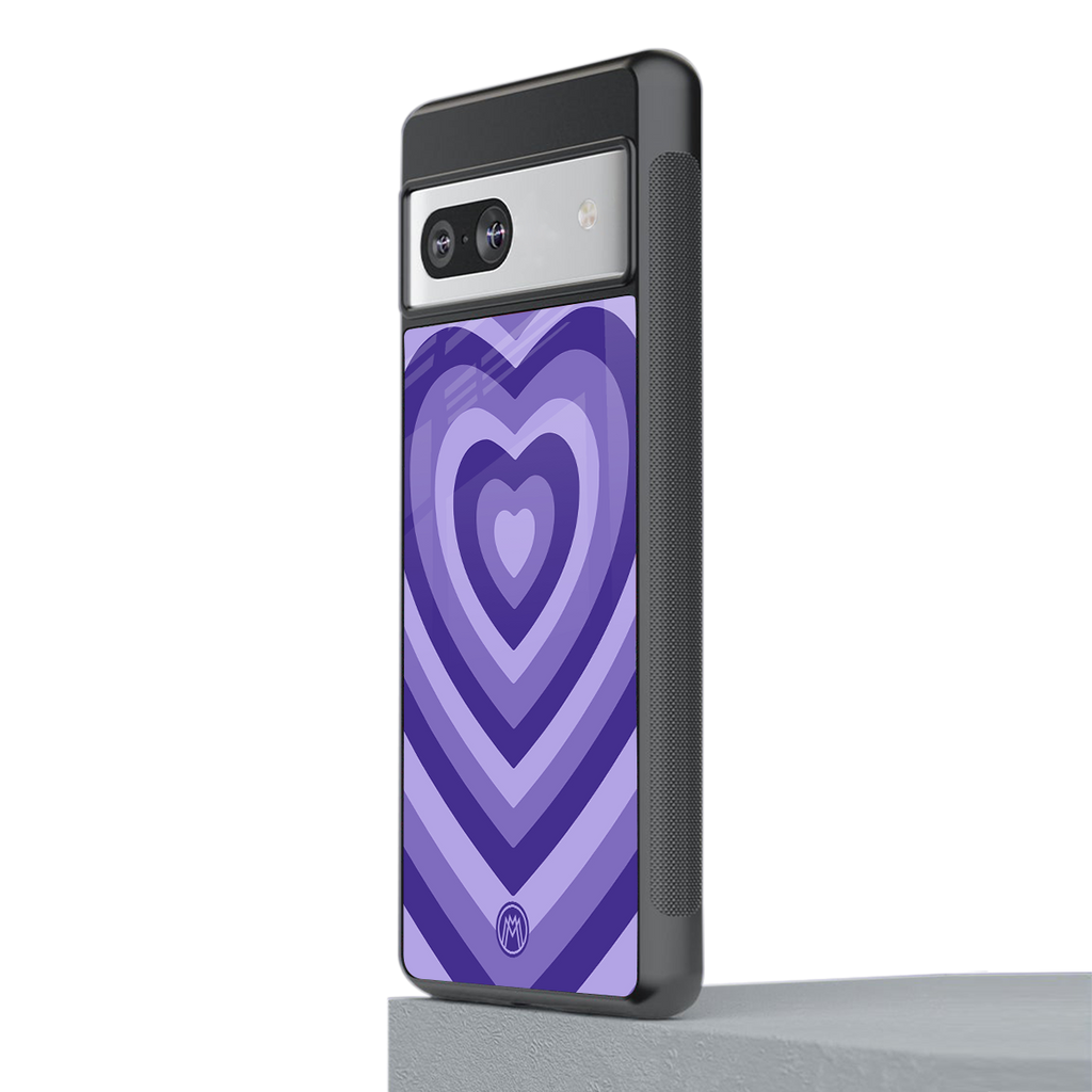 y2k purple hearts aesthetic back phone cover | glass case for Google Pixel 7