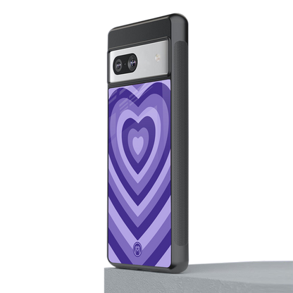 y2k purple hearts aesthetic back phone cover | glass case for Google Pixel 7A