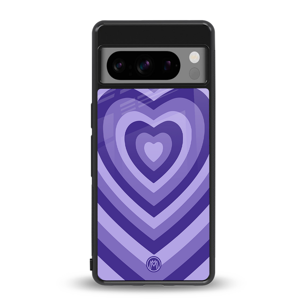 y2k purple hearts aesthetic back phone cover | glass case for google pixel 8 pro