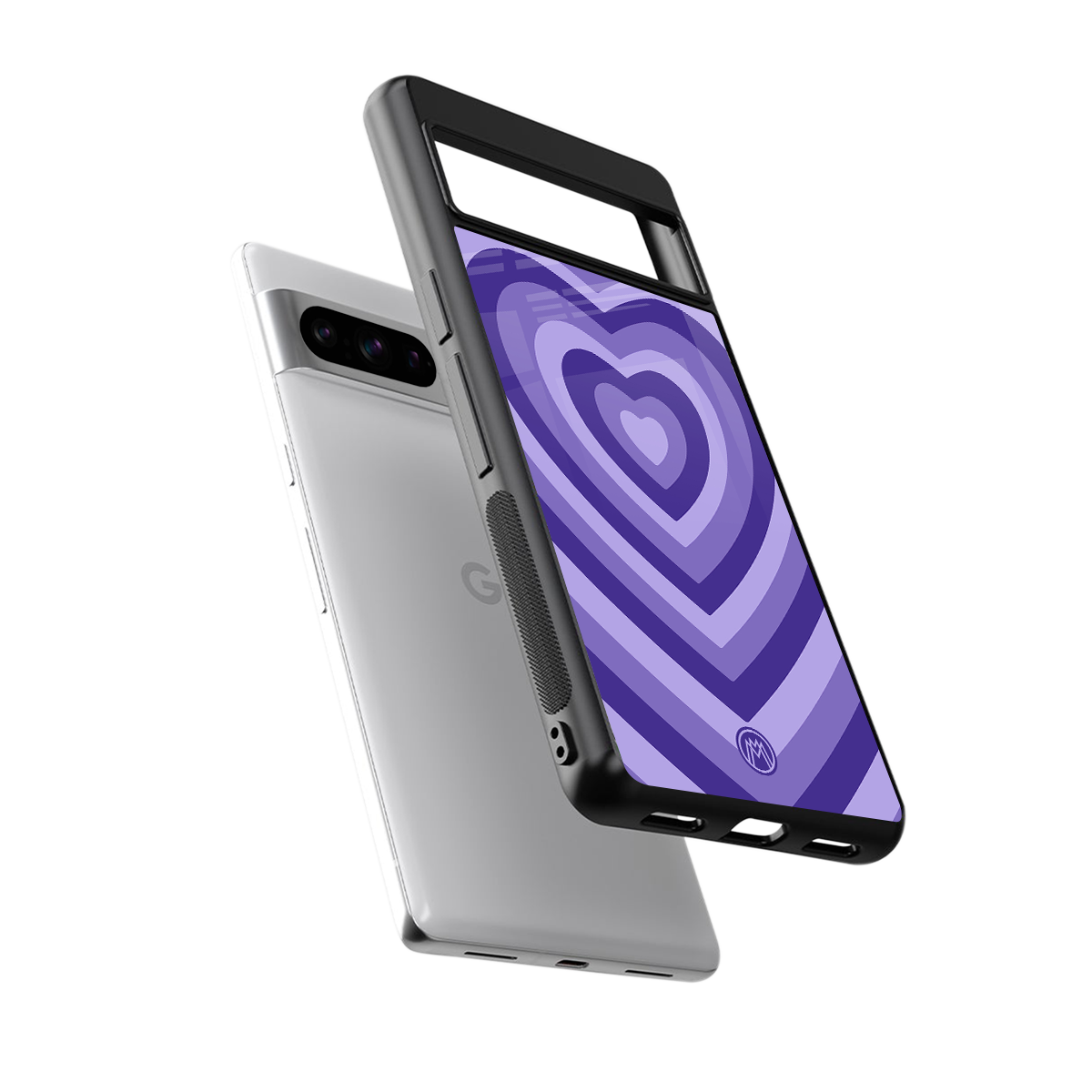 y2k purple hearts aesthetic back phone cover | glass case for google pixel 8 pro