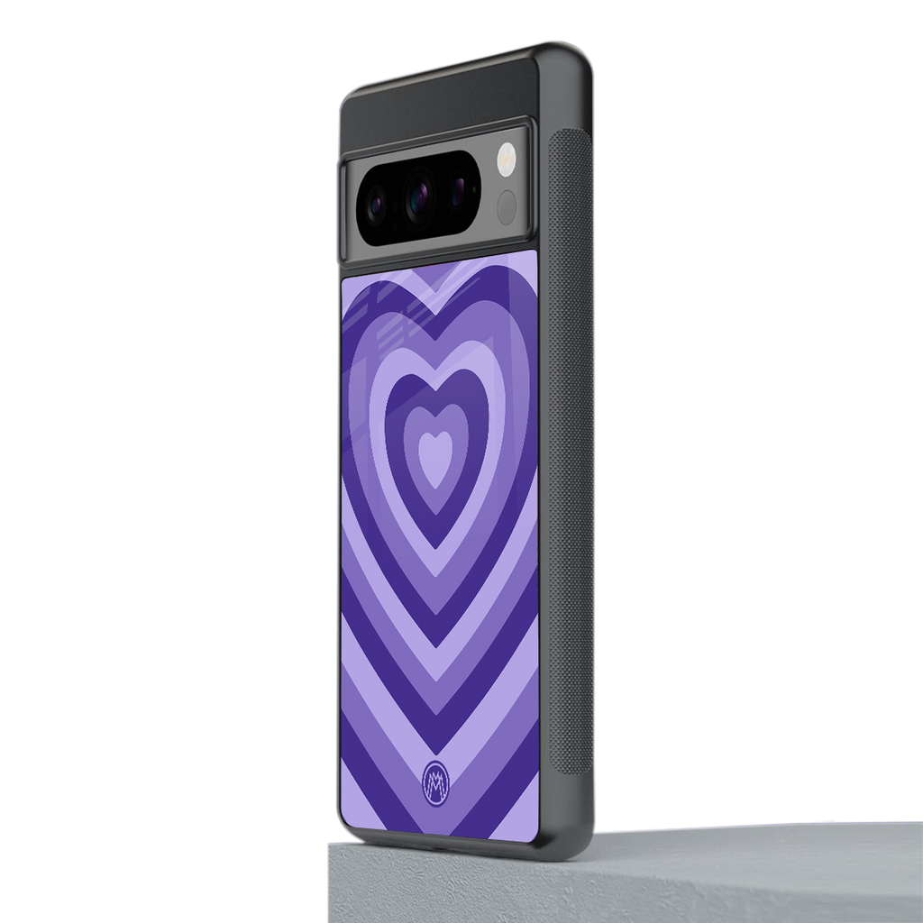 y2k purple hearts aesthetic back phone cover | glass case for google pixel 8 pro