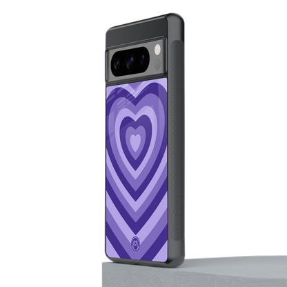 y2k purple hearts aesthetic back phone cover | glass case for google pixel 8 pro