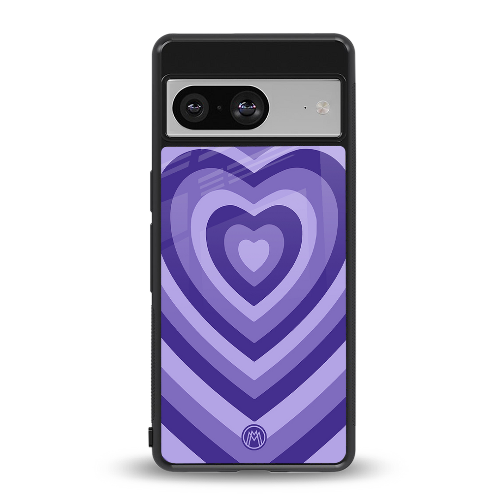 y2k purple hearts aesthetic back phone cover | glass case for Google Pixel 8