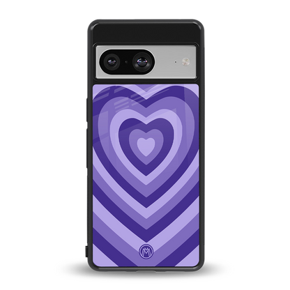 y2k purple hearts aesthetic back phone cover | glass case for Google Pixel 8