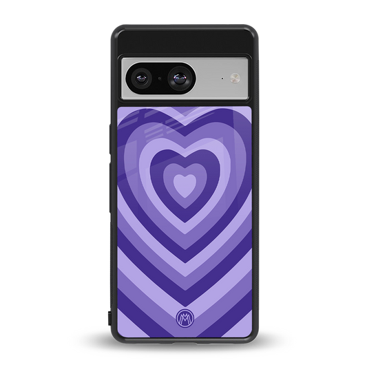 y2k purple hearts aesthetic back phone cover | glass case for Google Pixel 8