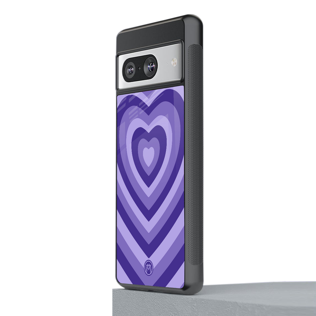 y2k purple hearts aesthetic back phone cover | glass case for Google Pixel 8