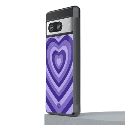 y2k purple hearts aesthetic back phone cover | glass case for Google Pixel 8