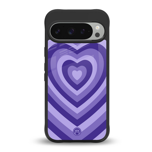 y2k purple hearts aesthetic back phone cover | glass case for google pixel 9 pro xl