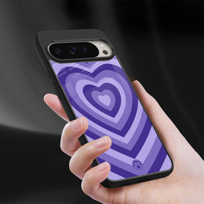 y2k purple hearts aesthetic back phone cover | glass case for google pixel 9 pro xl