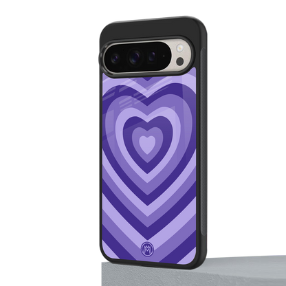 y2k purple hearts aesthetic back phone cover | glass case for google pixel 9 pro xl