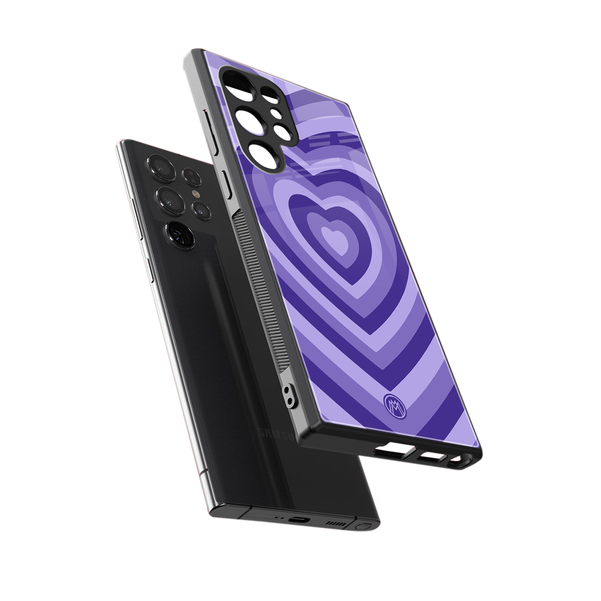 y2k purple hearts aesthetic back phone cover | glass case for samsung galaxy s24 ultra