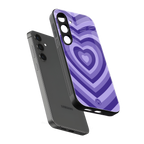 y2k purple hearts aesthetic back phone cover | glass case for samsung galaxy s24 fe
