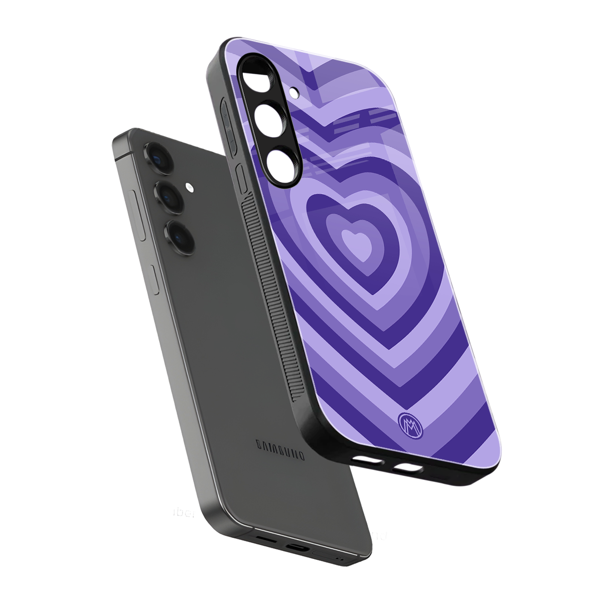 y2k purple hearts aesthetic back phone cover | glass case for samsung galaxy s23