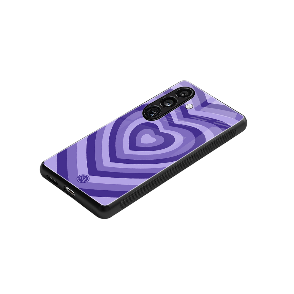 y2k purple hearts aesthetic back phone cover | glass case for samsung galaxy s24