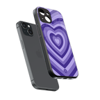 y2k purple hearts aesthetic back phone cover | glass case for iphone 15