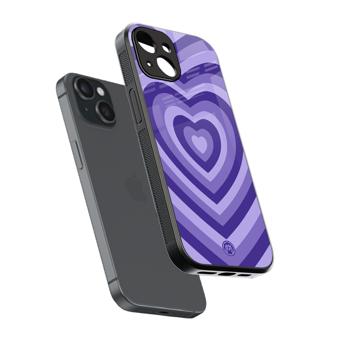 y2k purple hearts aesthetic back phone cover | glass case for iphone 15
