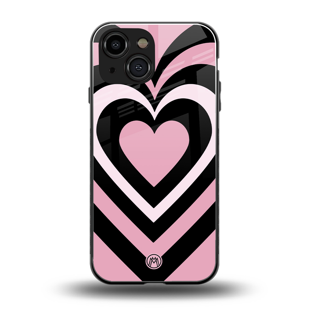 y2k retro pink hearts back phone cover | glass case for iphone 13 mini