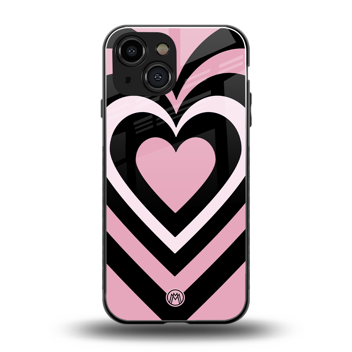y2k retro pink hearts back phone cover | glass case for iphone 13 mini