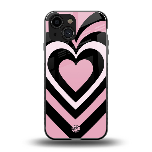 y2k retro pink hearts back phone cover | glass case for iphone 13 mini