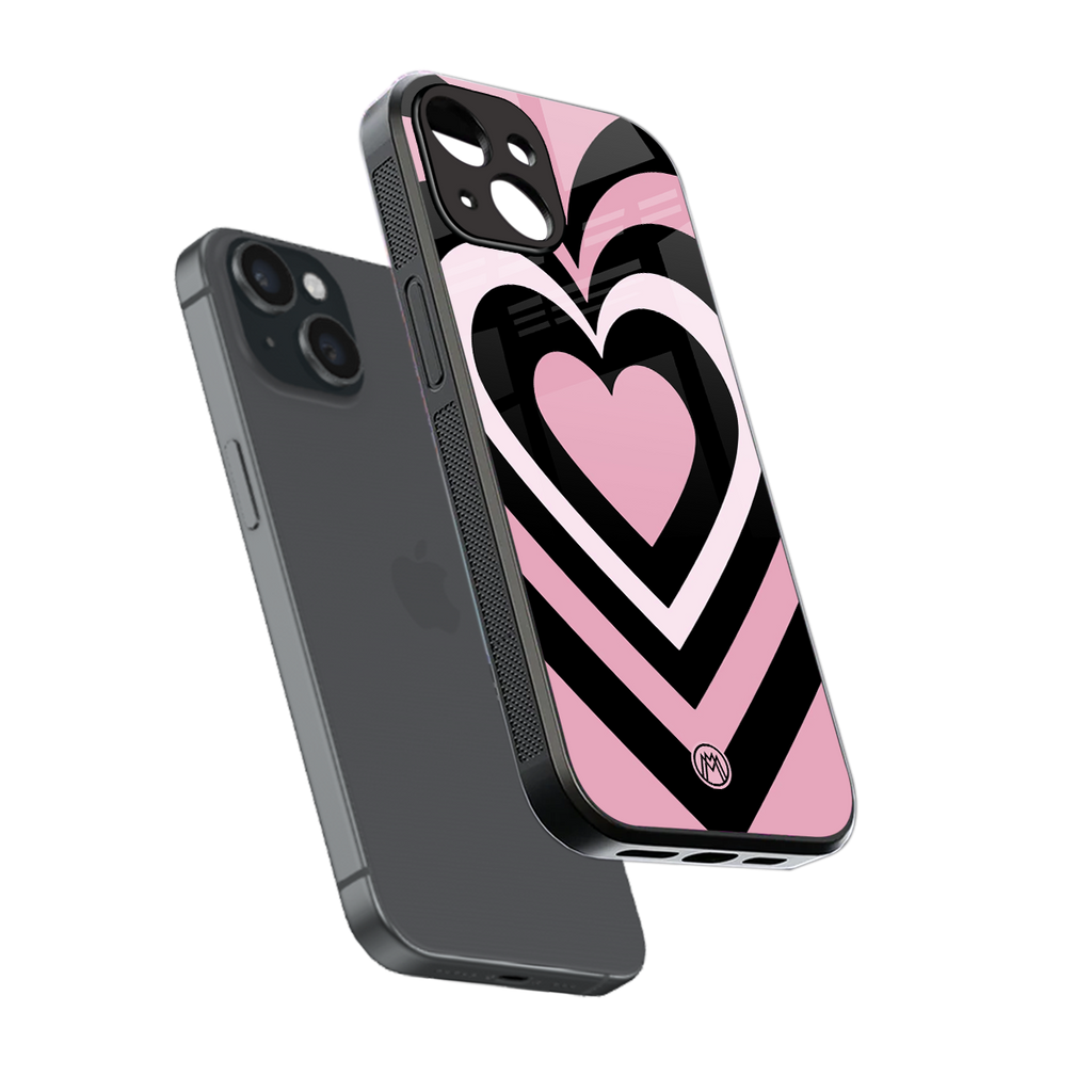 y2k retro pink hearts back phone cover | glass case for iphone 13 mini