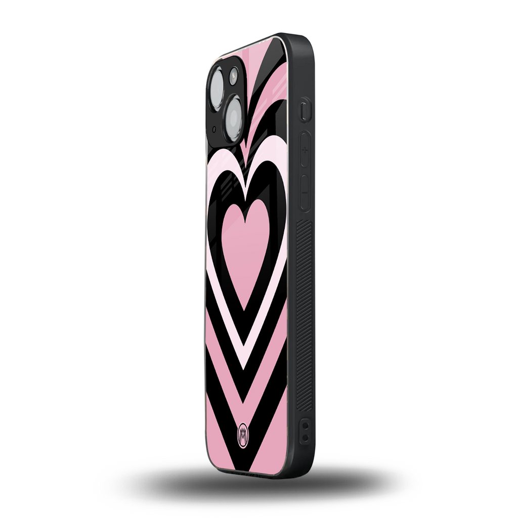 y2k retro pink hearts back phone cover | glass case for iphone 13 mini