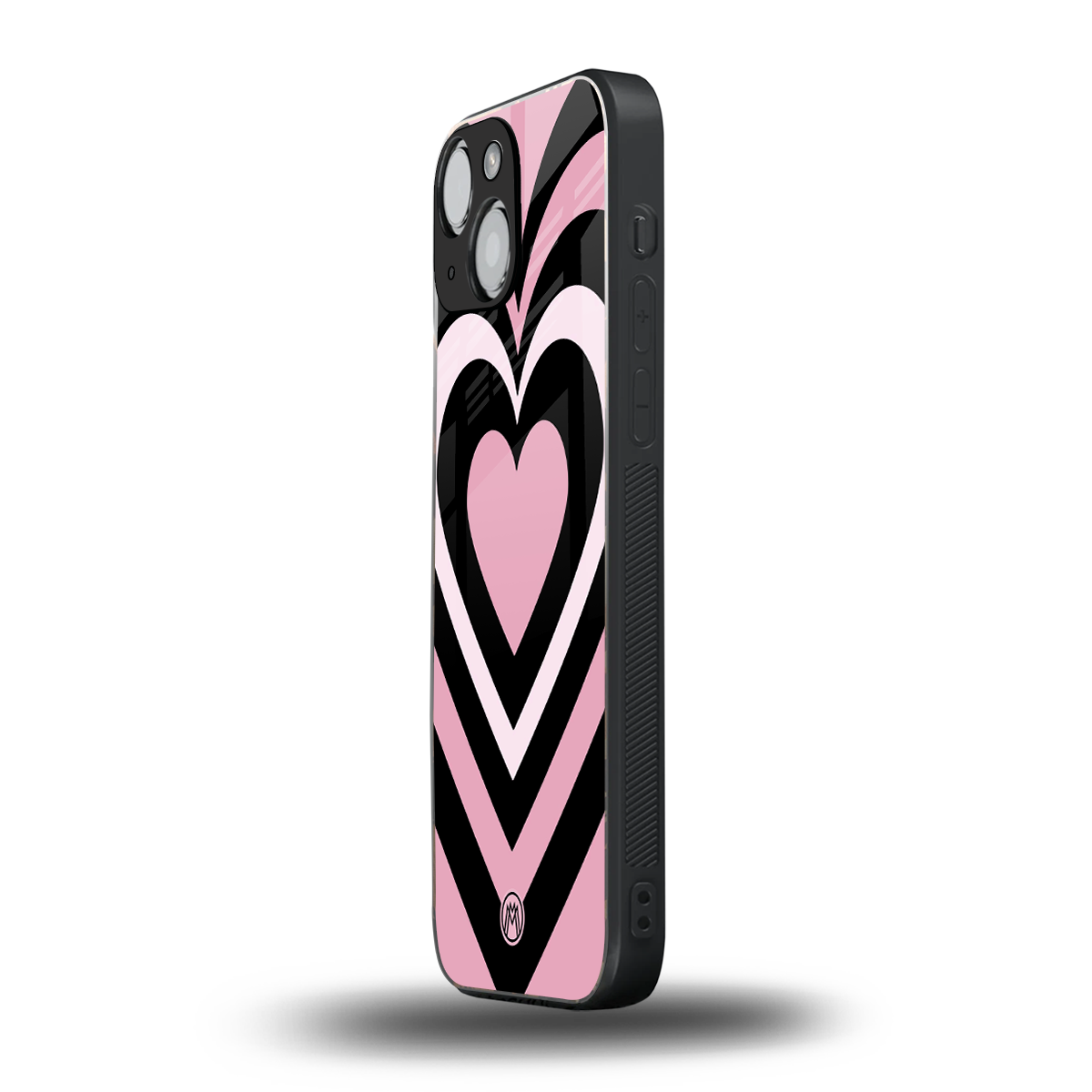 y2k retro pink hearts back phone cover | glass case for iphone 13 mini